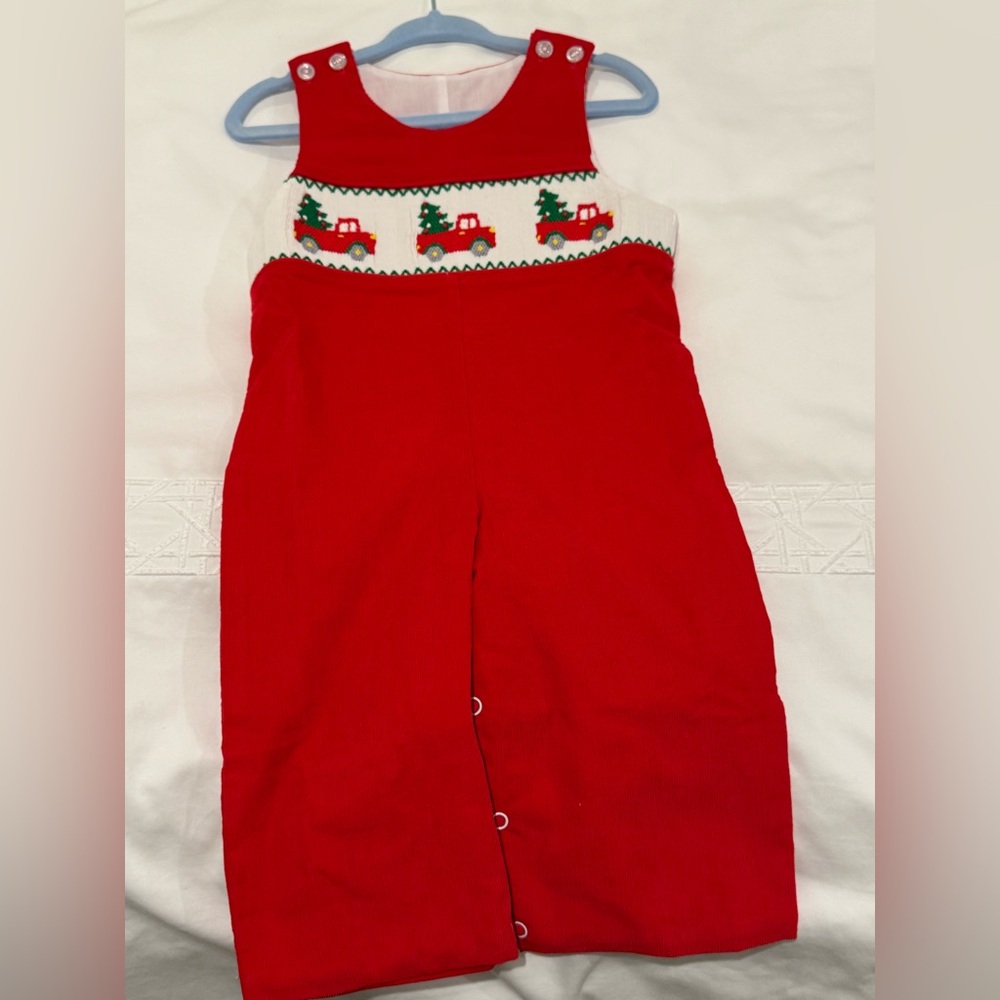 NEVER WORN Stichy Fish Red Corduroy Longall with Smocking